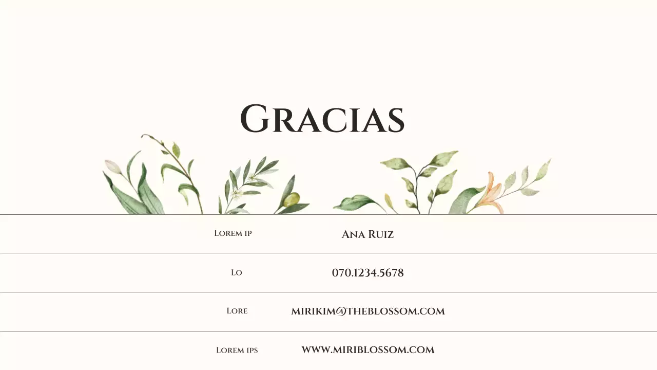 Presentación de floristería con imagen en acuarela de flores beige