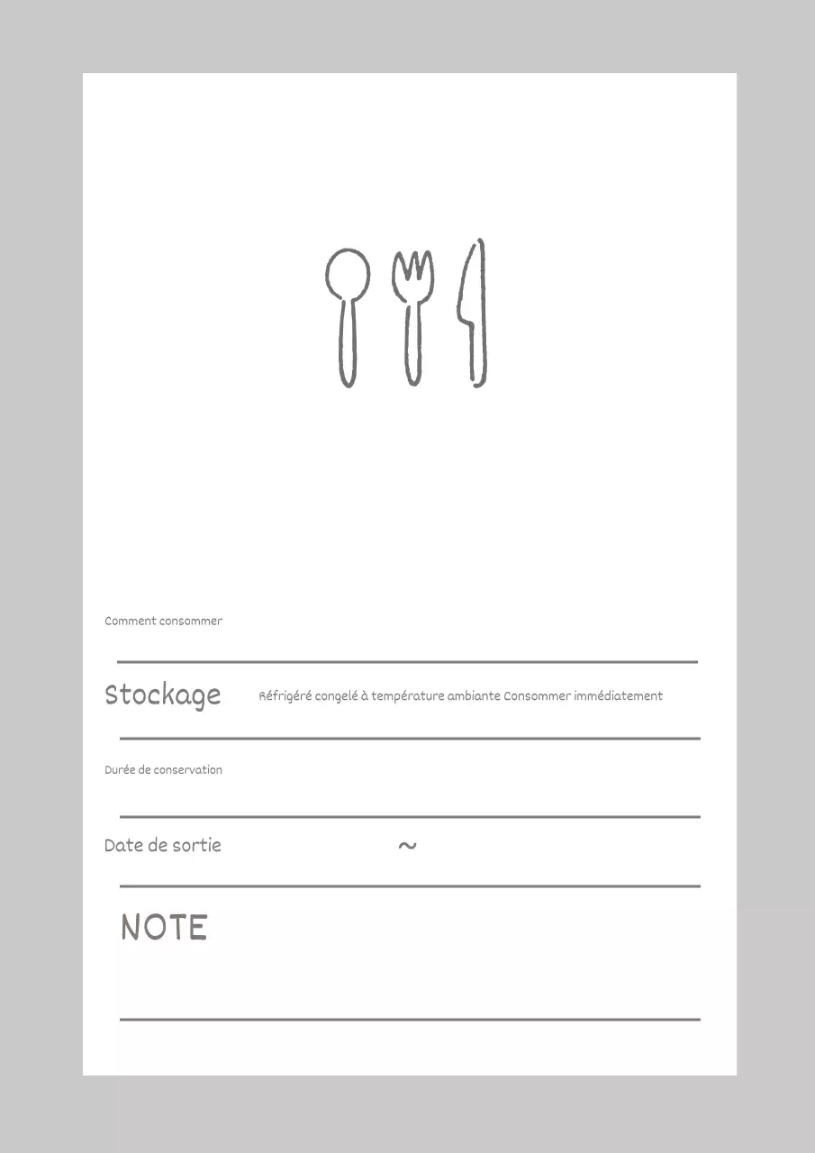 Poster design de notes simples sur le stockage des aliments en gris