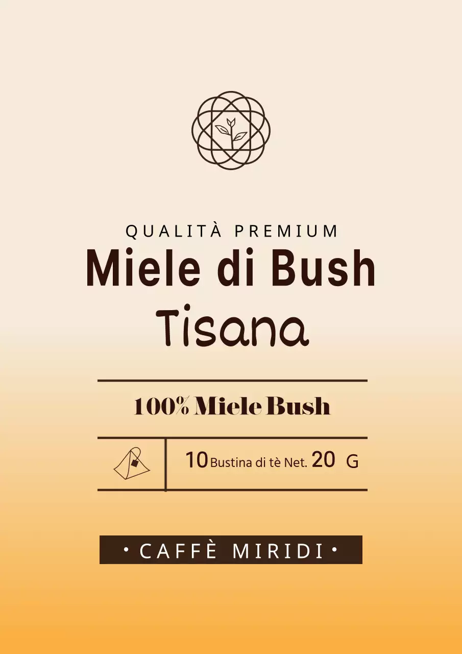 Etichetta semplice per un prodotto a base di tisana con sfumature gialle