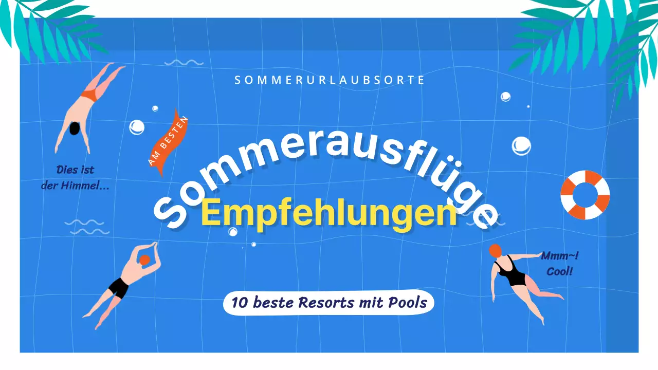 YouTube-Miniaturansicht eines Sommerurlaubs mit einem Pool-Illustrationskonzept