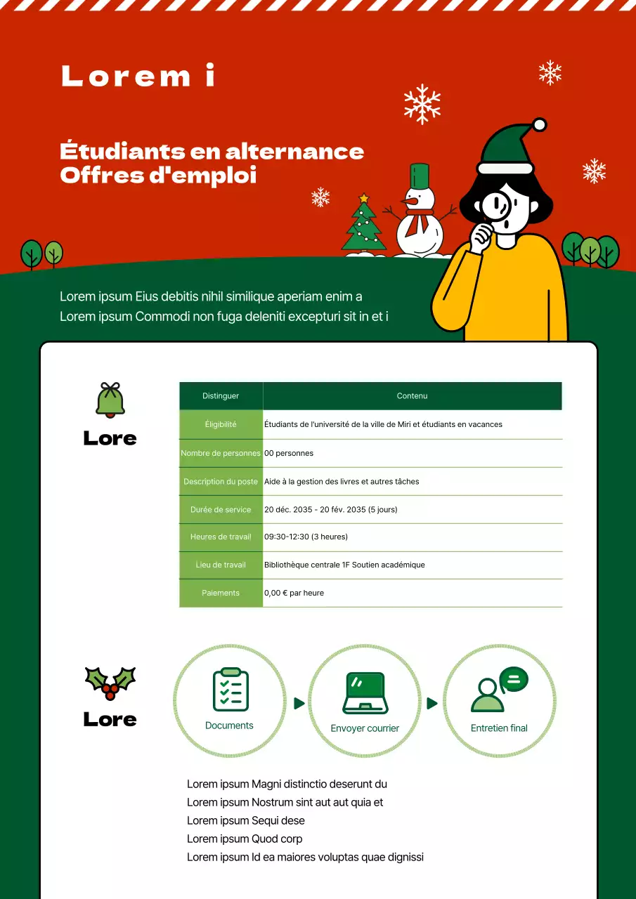 Red and Green Winter Bakery - Emplois à temps partiel