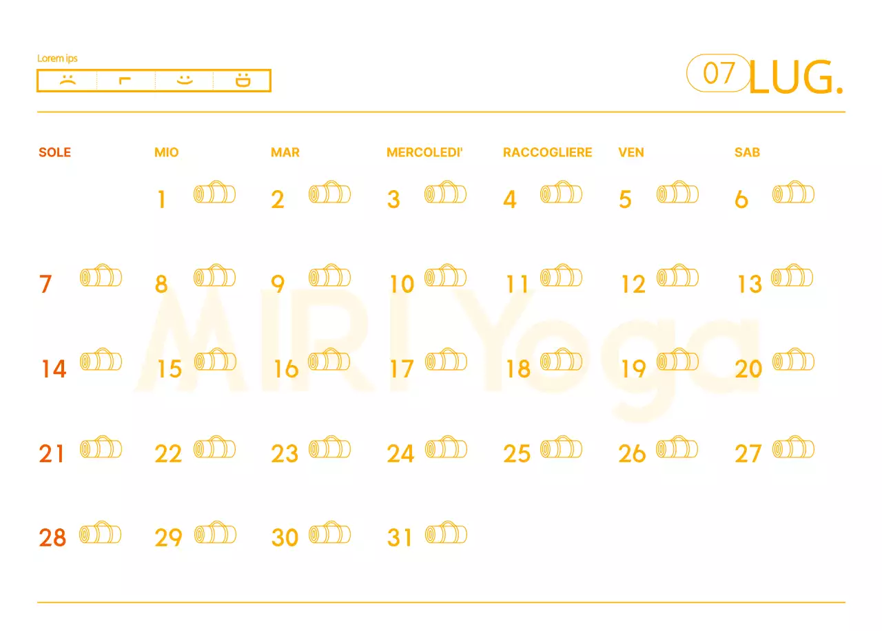 Calendari arancioni da regalare per promuovere il vostro studio di yoga