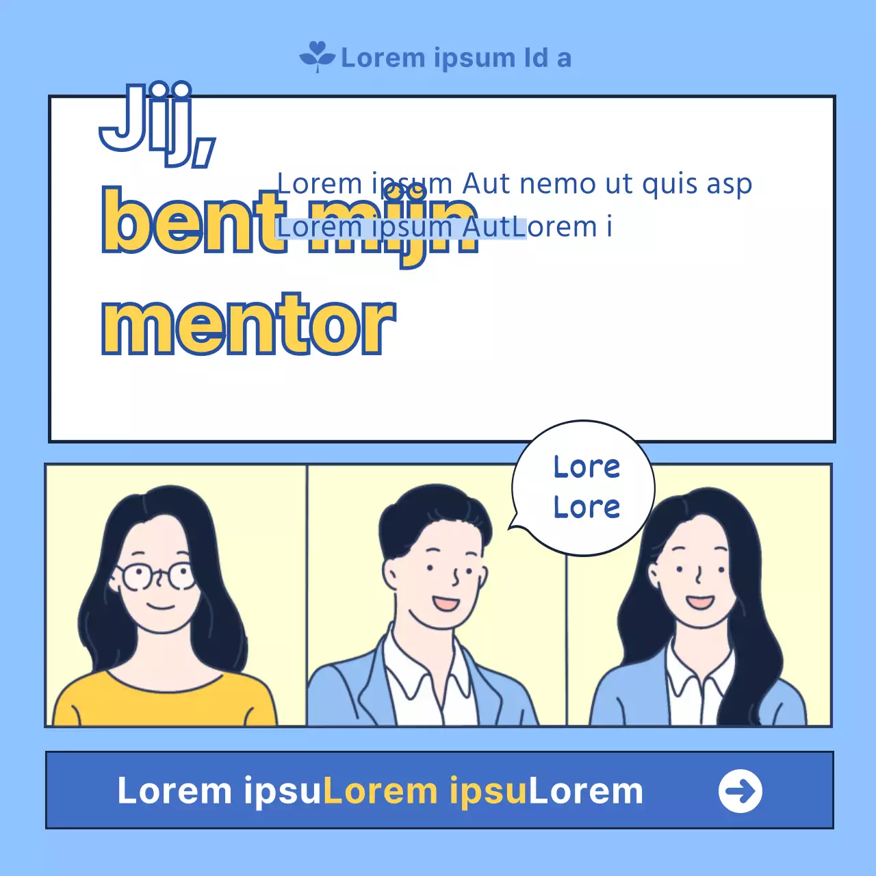 Lichtblauw en geel modern jongerencentrum mentorschap werving