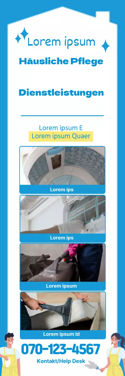 Werben Sie für Ihren Reinigungsdienst mit einem blauen Illustrationsfoto