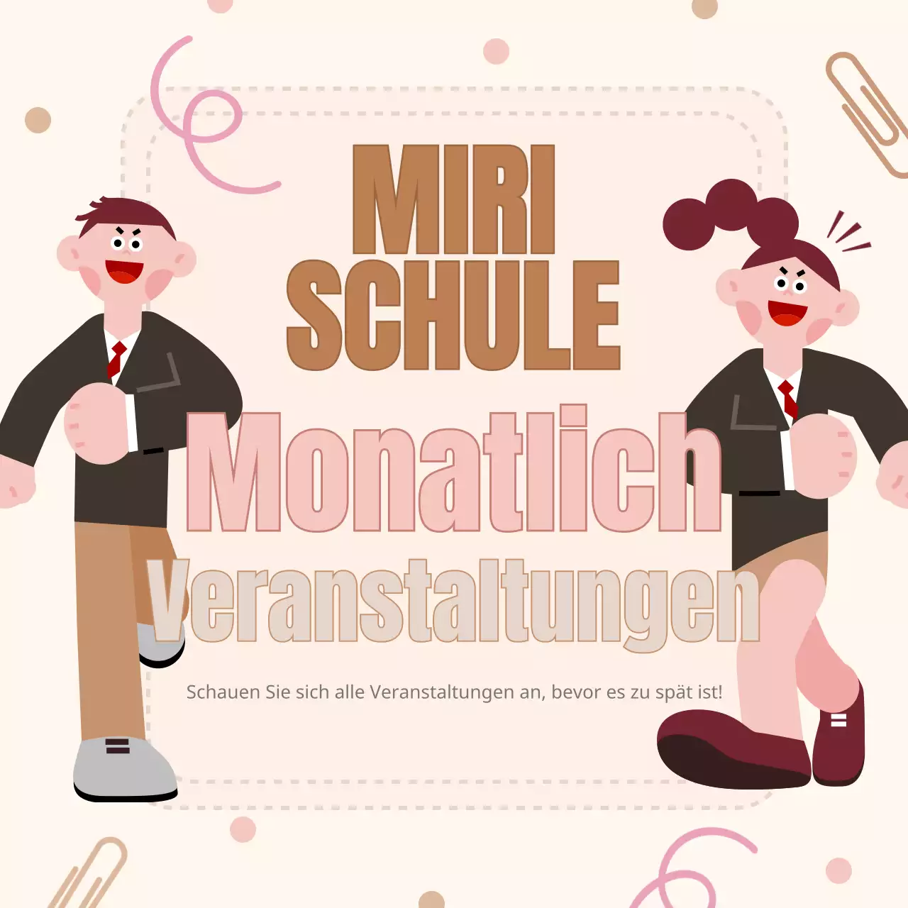 Informationen über Veranstaltungen auf dem Campus in Beige und Braun