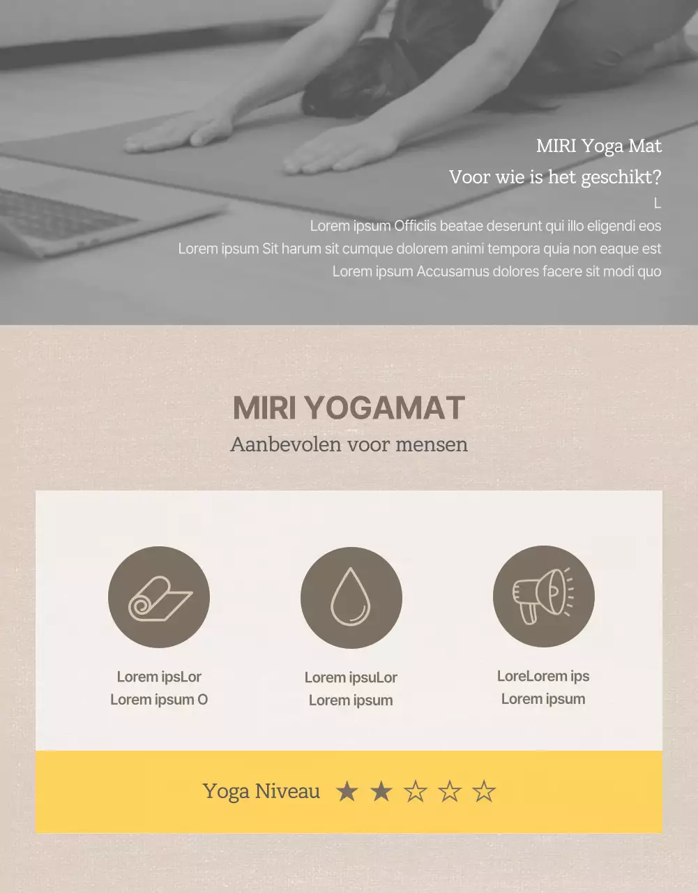 Natuurlijke bruine en gele yogamatten promoten