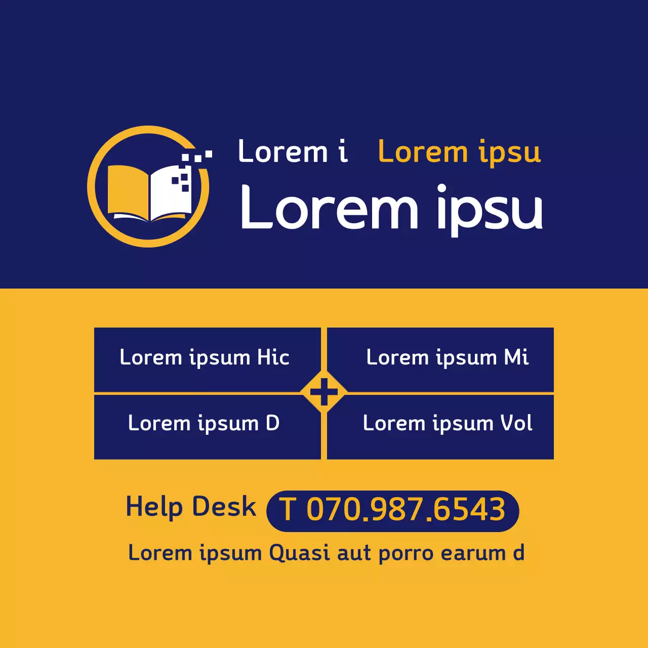 Promosi sekolah matematika dengan logo oranye biru tua