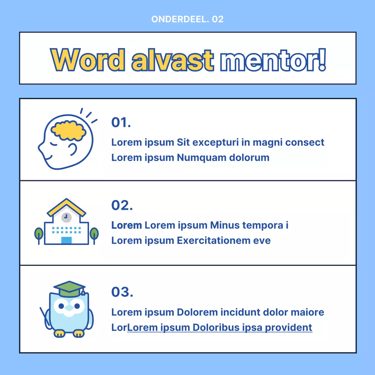 Lichtblauw en geel modern jongerencentrum mentorschap werving