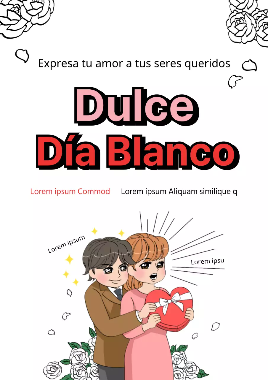 Bonito folleto del Día Blanco en blanco y rosa