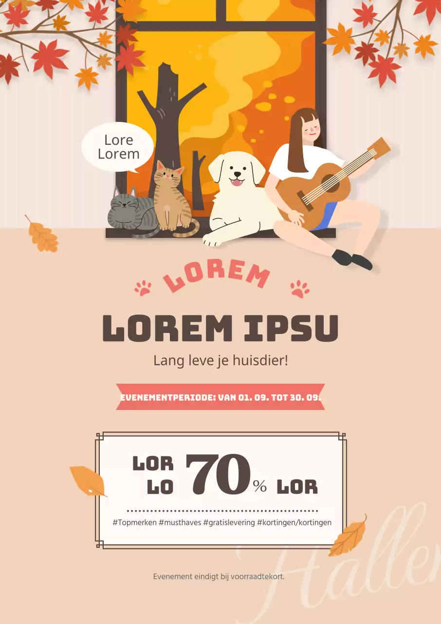 Beige herfst huisdierenverkoop