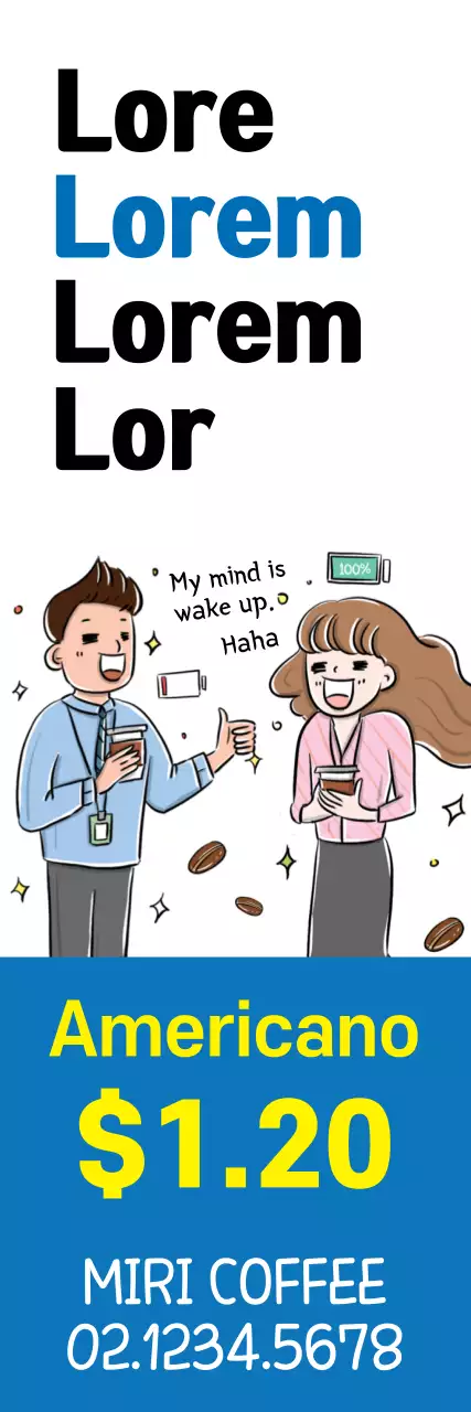 Banner promocional de café em quadrinhos azul