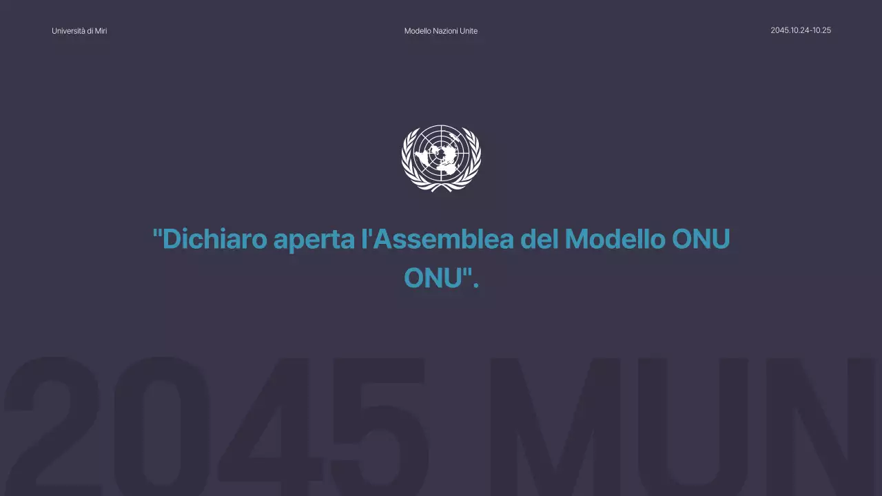 Finta presentazione di conferenza ONU semplice, blu e blu navy