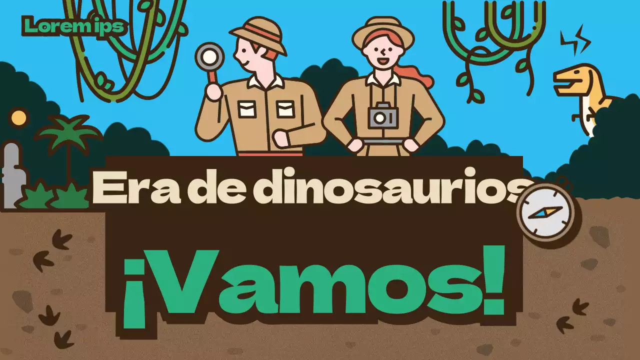 Marrón Exploración Equipo Concepto Lindo Dinosaurio Ilustración Ciencia Tiempo
