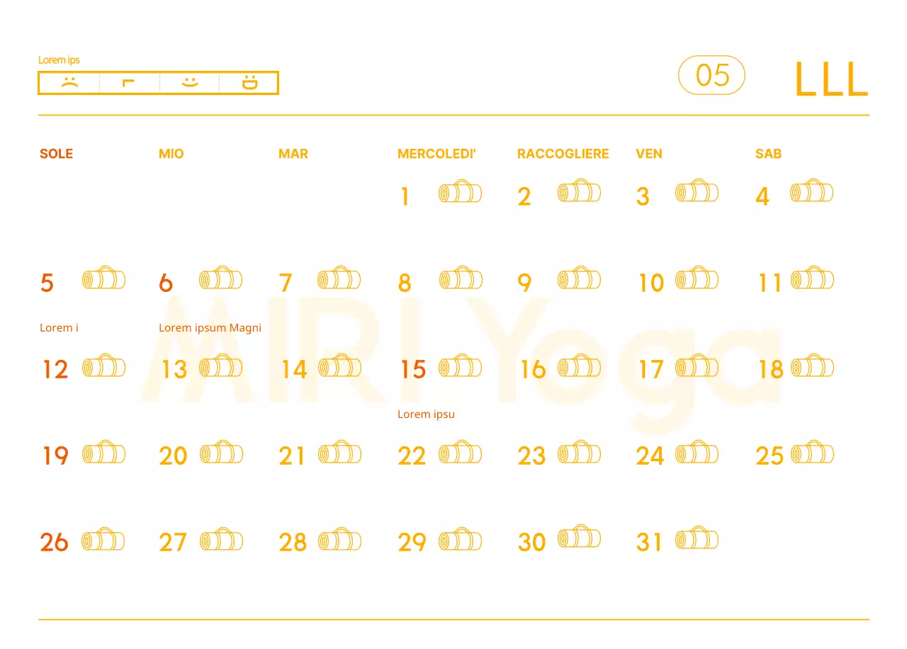 Calendari arancioni da regalare per promuovere il vostro studio di yoga