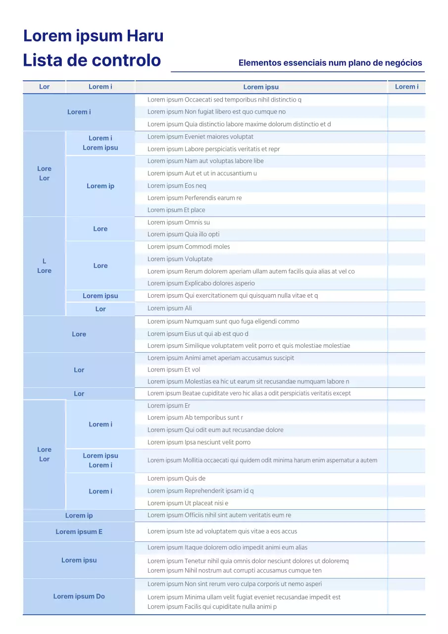 Lista de controlo para preparar uma empresa para criar um parque industrial de cor azul