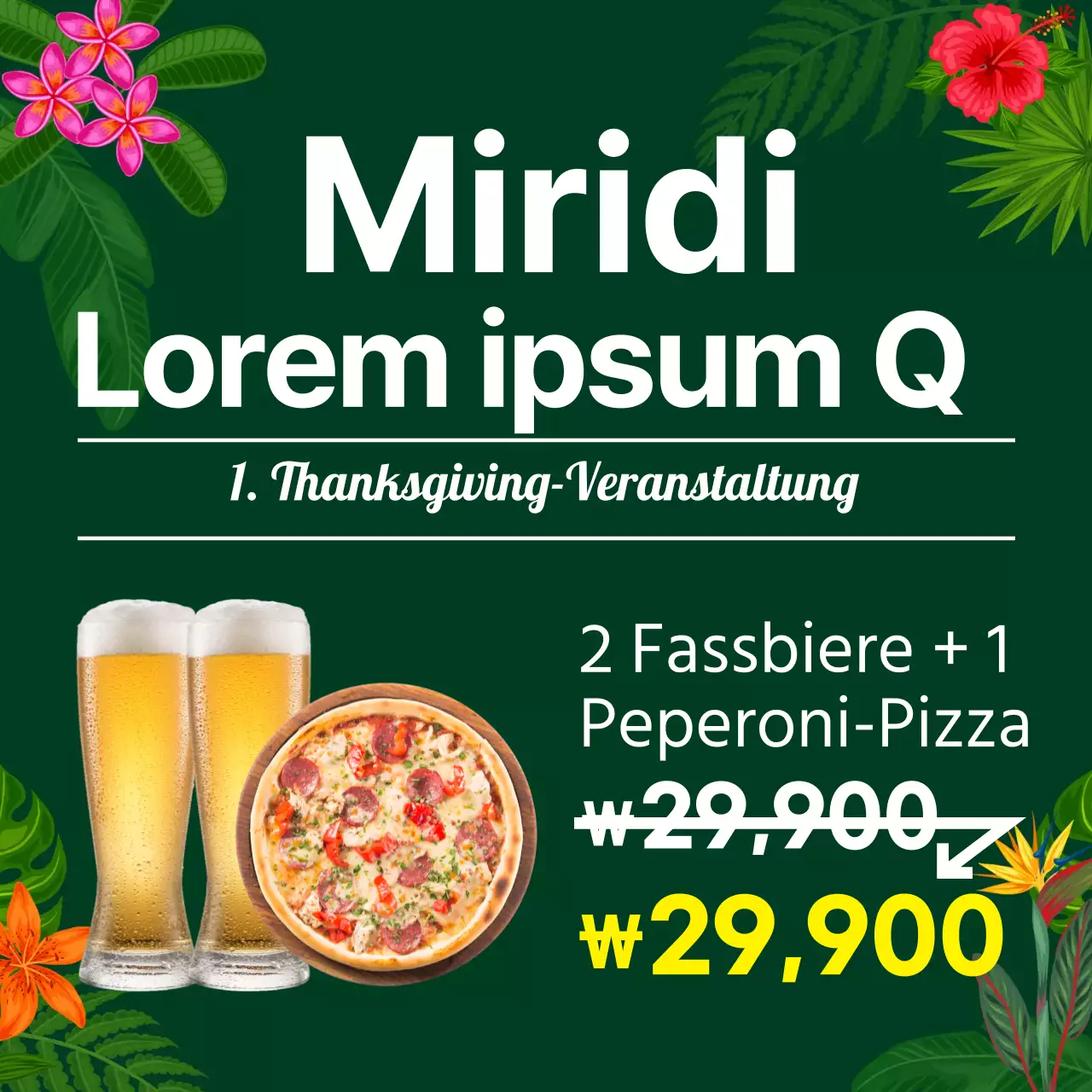 Grüne tropische Illustration Italienisches Restaurant