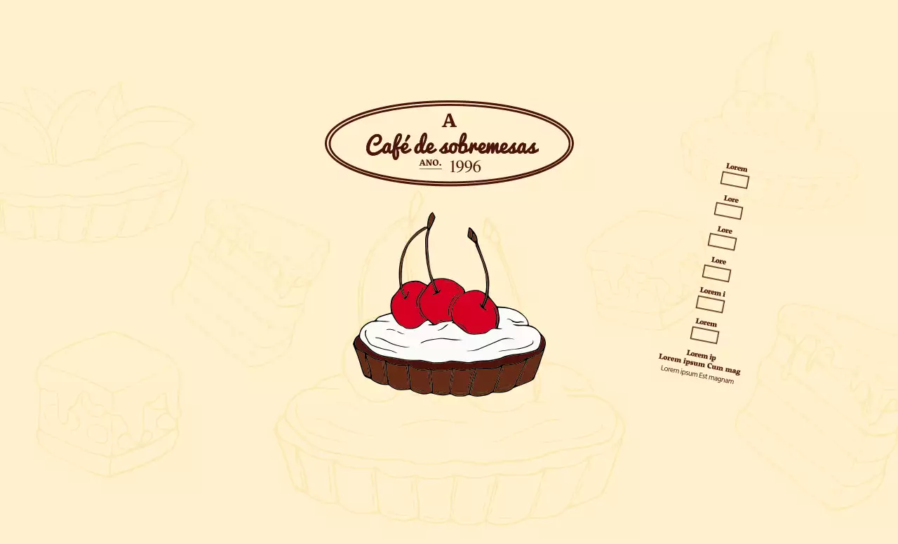 Promover e informar os cafés com um logótipo emotivo em castanho avermelhado e amarelo pálido
