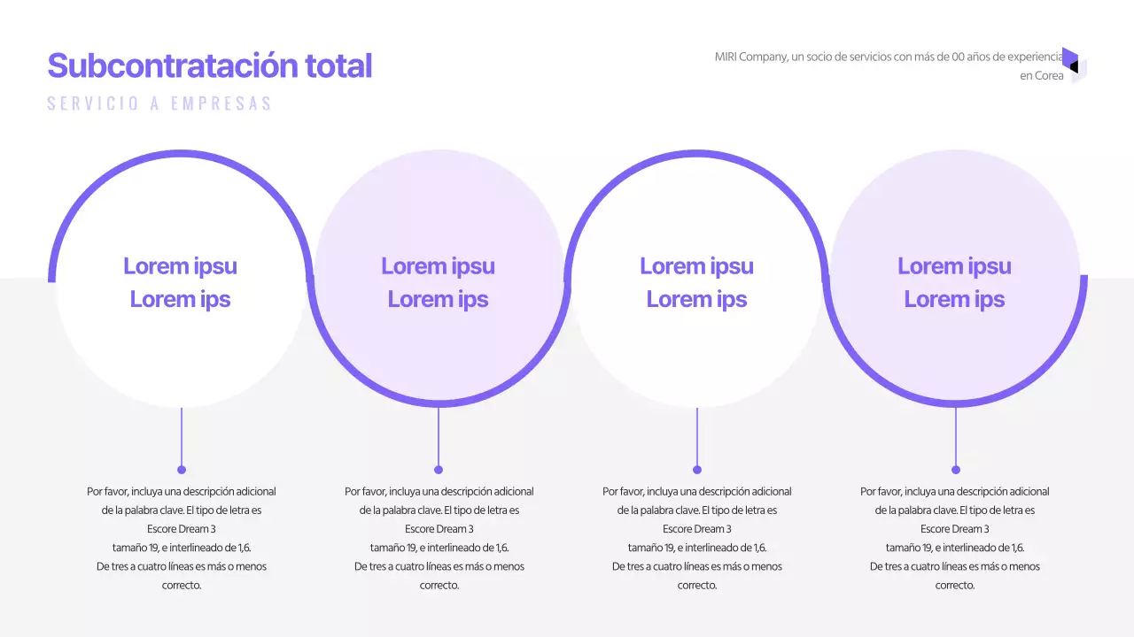 Presentación sencilla de una empresa en tonos morados