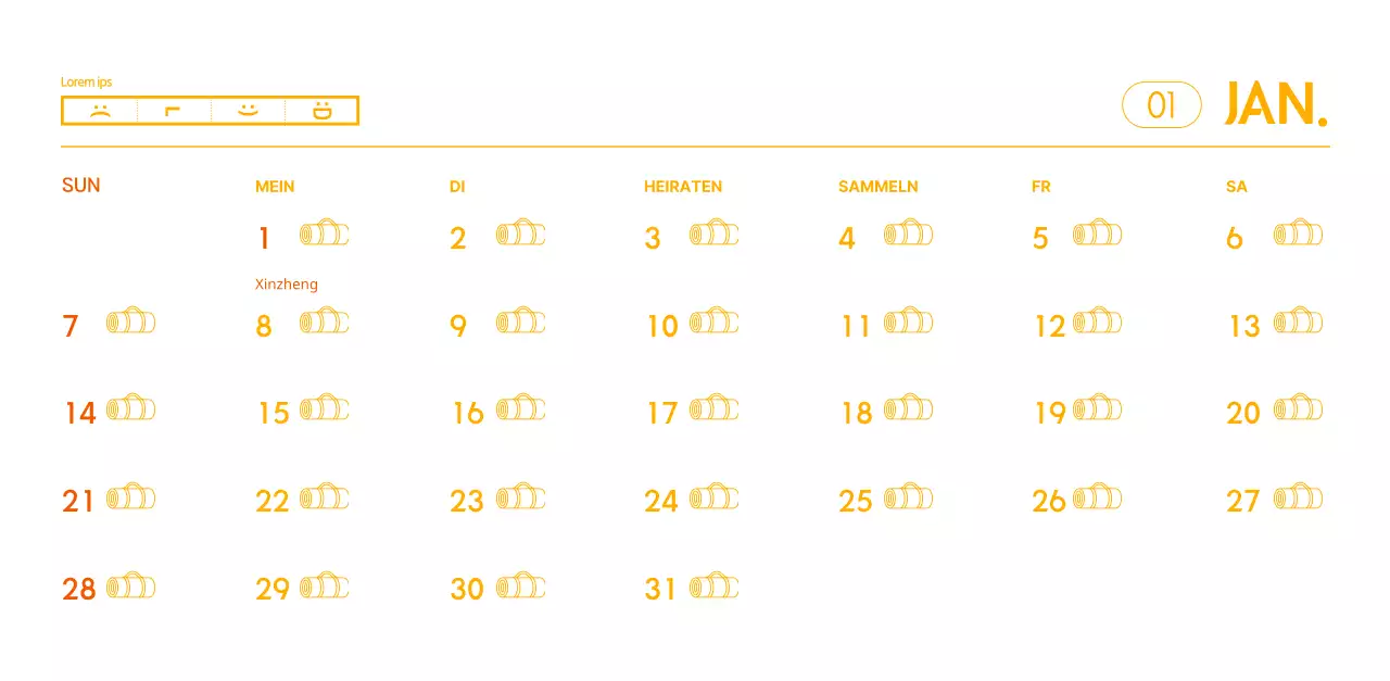 Orangefarbene Kalender zum Verschenken bei der Werbung für Ihr Yogastudio