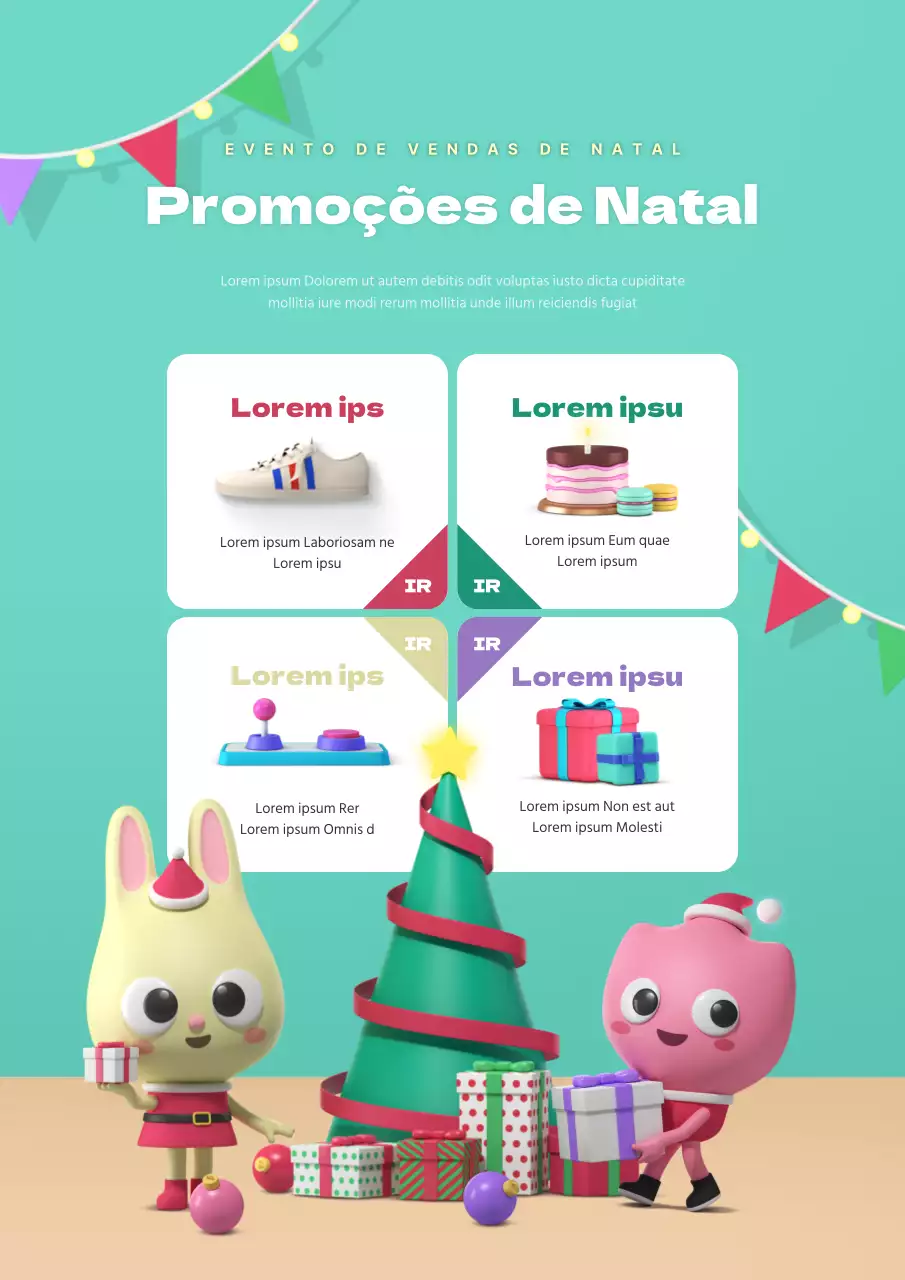 Promova eventos festivos com artigos de Natal em tons de menta e personagens engraçadas