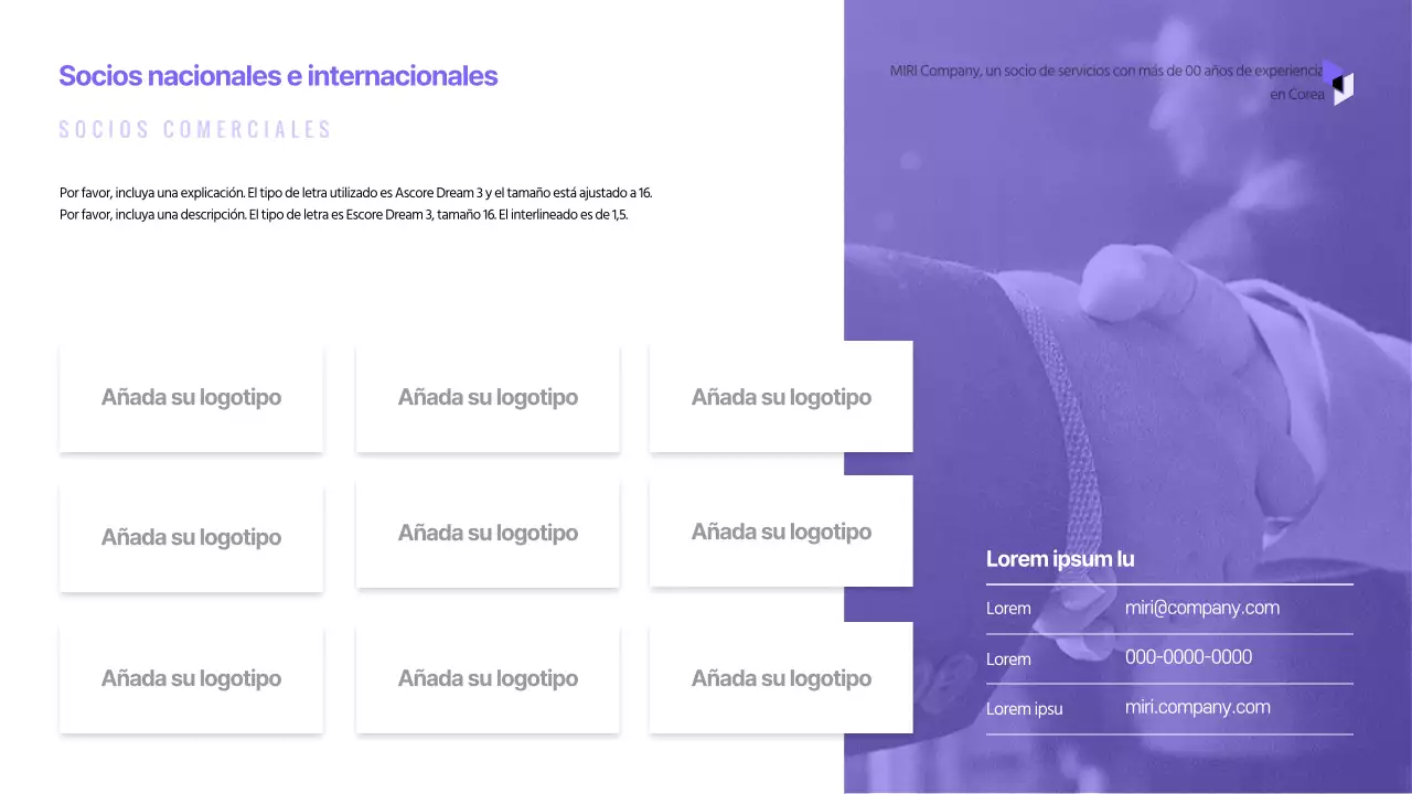 Presentación sencilla de una empresa en tonos morados