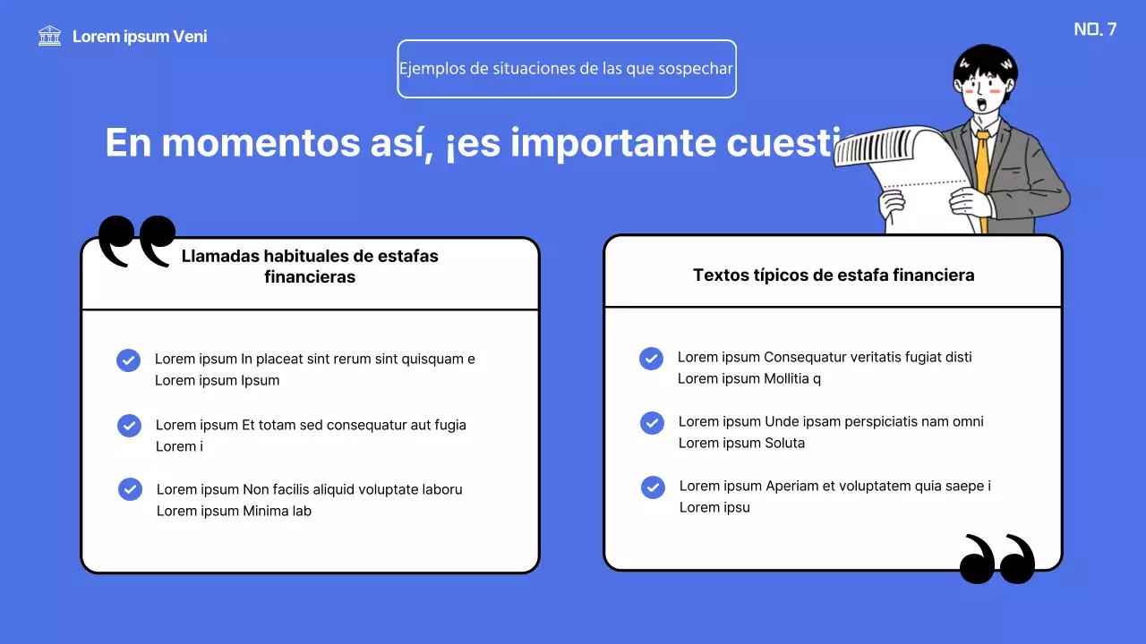 Formación en prevención del fraude financiero para adultos de mediana edad de color azul