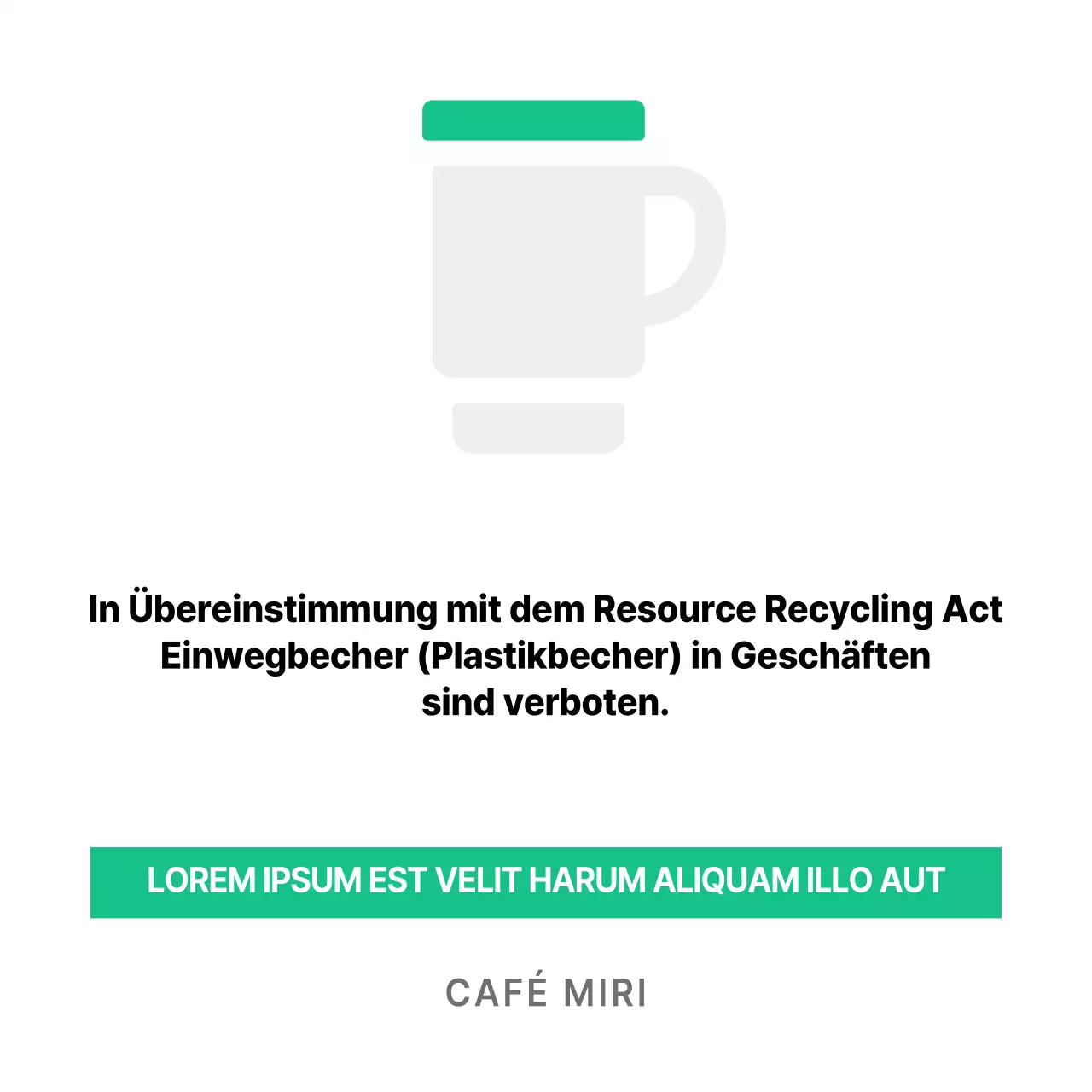 Grüne Kaffeehausbeschilderung Acrylständer für Cafés