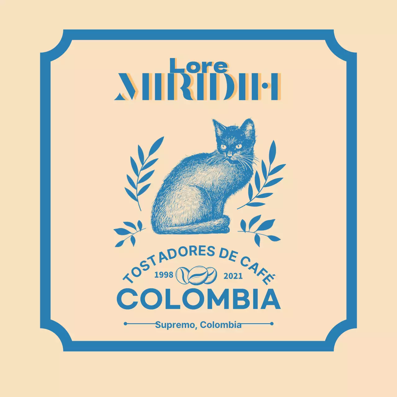 Guía de marcas y granos de café con diseño tipográfico en beige y azul2