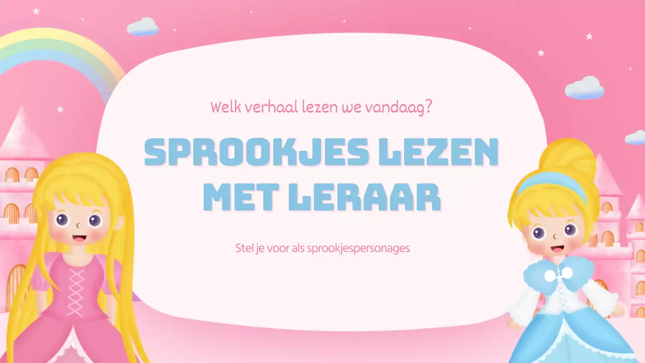 Een schattige roze prinsessen sprookjes acteerles