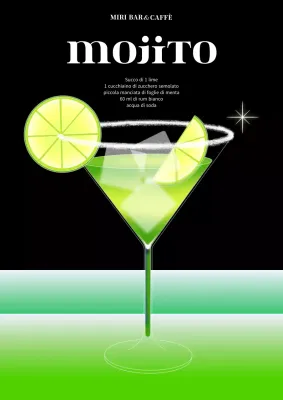 Poster da cocktail in nero e lime