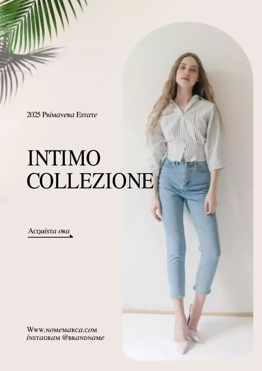 Poster promozionale per una collezione di abbigliamento in denim semplice di colore beige