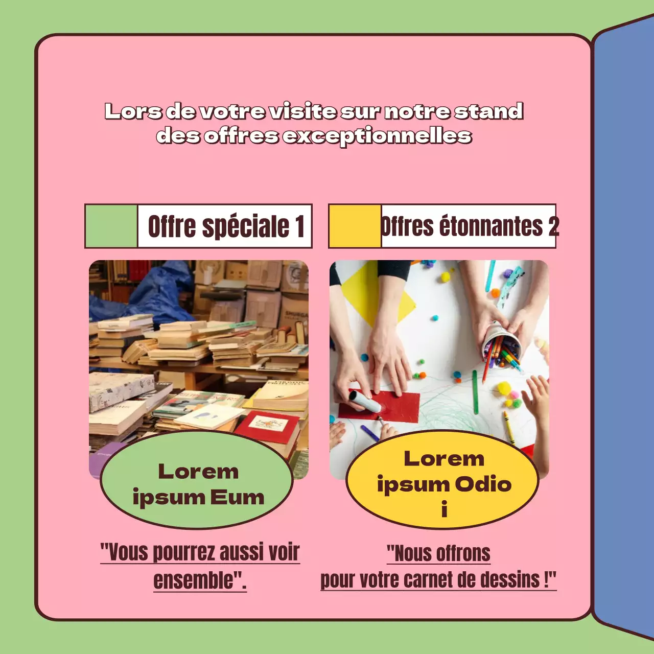 Un guide des salons du livre dans un style jaune et rose mignon