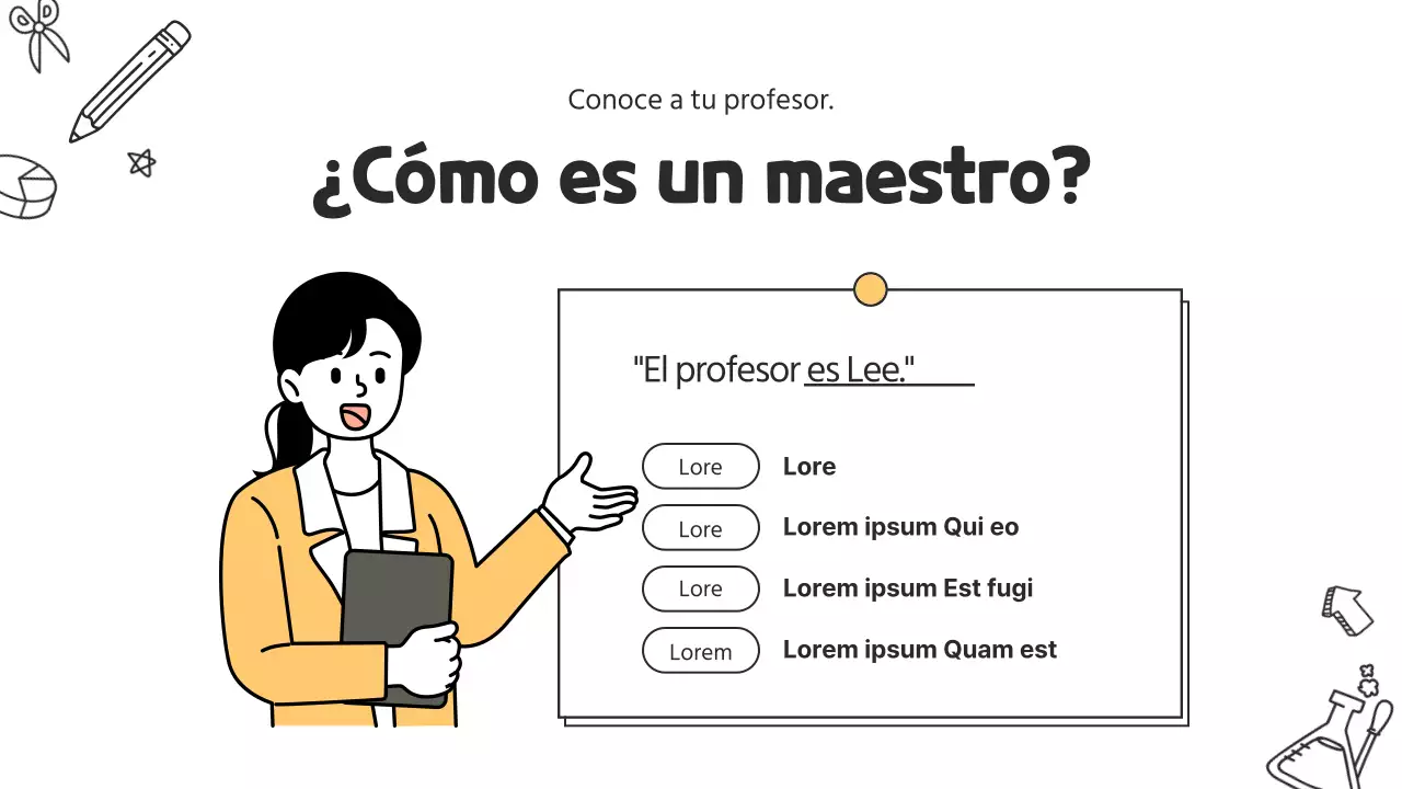 Un bonito currículum de profesor de primaria en blanco y amarillo