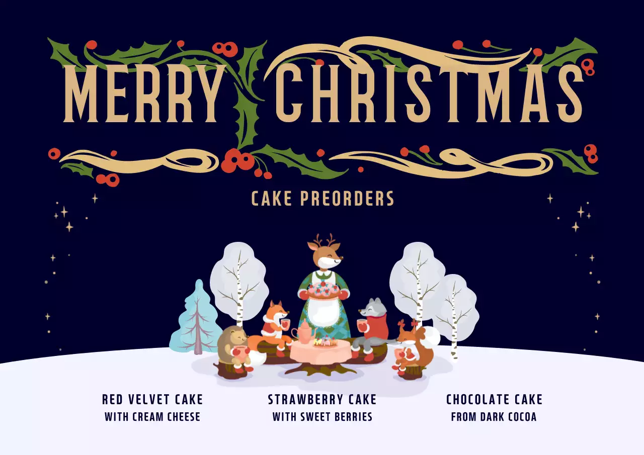 Navy Traditional Christmas Promotion Poster