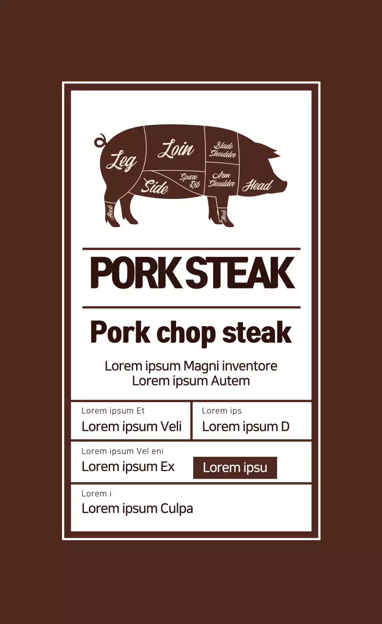 Label pelabelan makanan steak bergambar cokelat