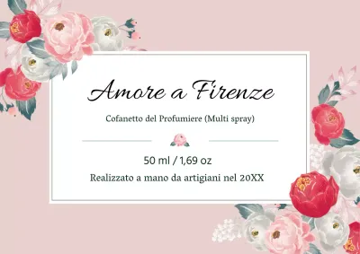 Etichetta di profumo vintage con illustrazione rosa