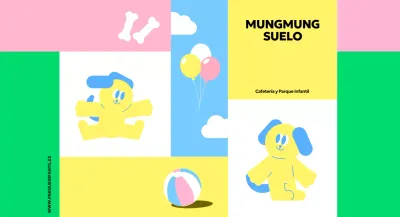Promociona el patio de recreo de tu perro con simpáticas ilustraciones y vivos colores