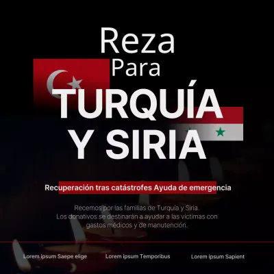 Apoyo de emergencia para la recuperación de daños causados por catástrofes con velas y banderas nacionales destacadas