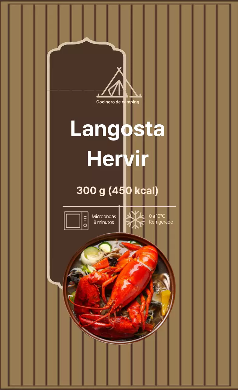 Etiqueta marrón marfil foto cocina langosta