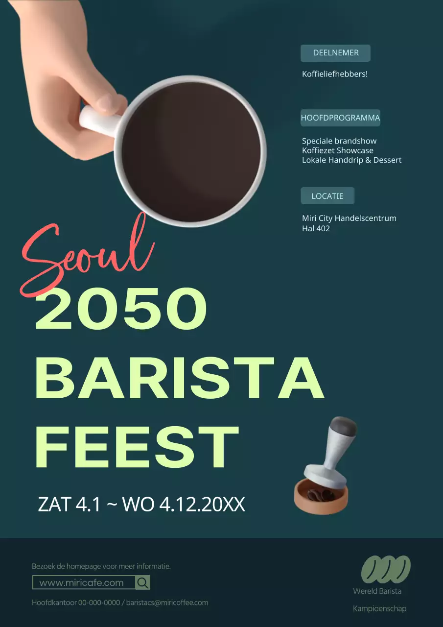 Promoot een festival voor groene eenvoudige koffiebarista's