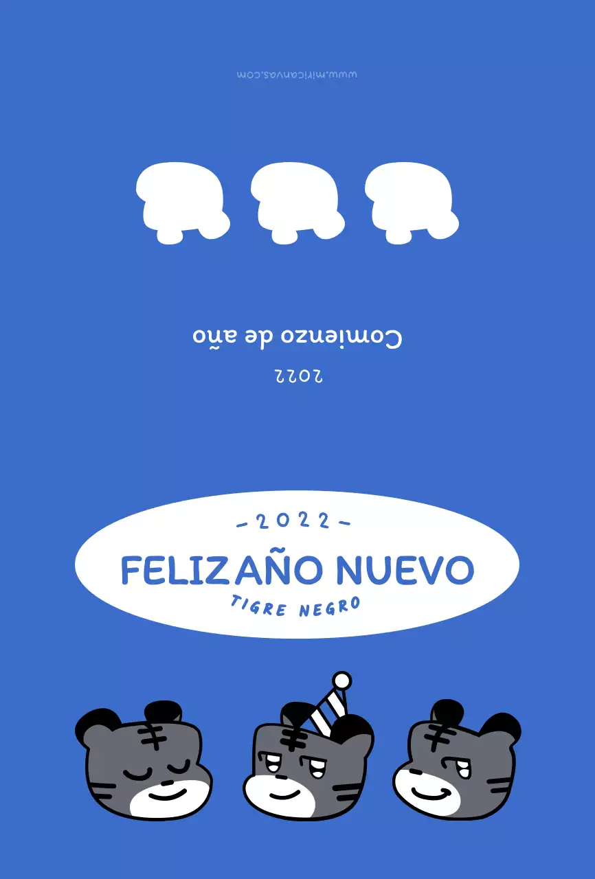 Azul y blanco redondo lindo tigre ilustración concepto año nuevo
