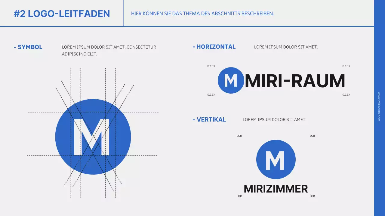 Einfache Branding-Präsentation in Blau und Schwarz