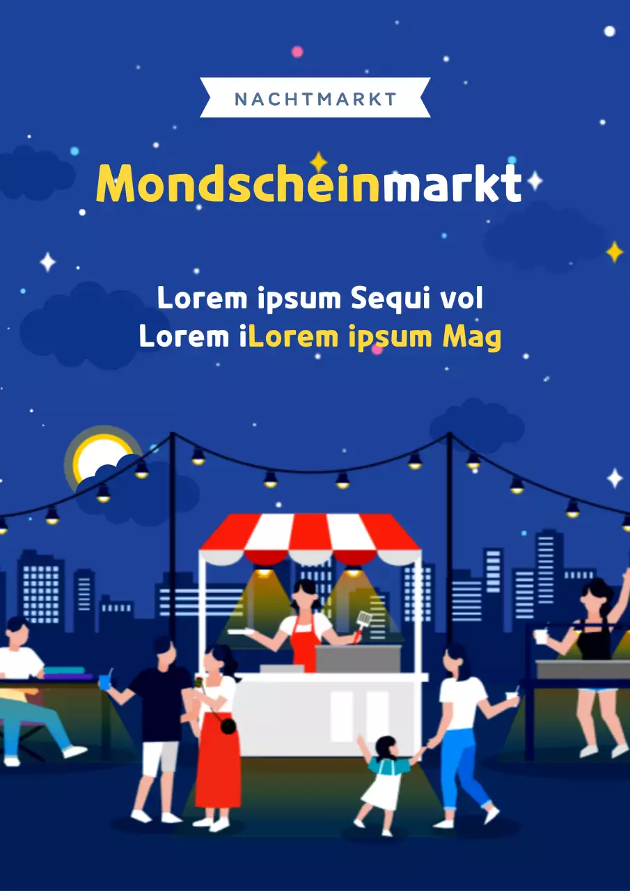 Ein hübsches, indigofarbenes Flugblatt für eine Biergartenveranstaltung.