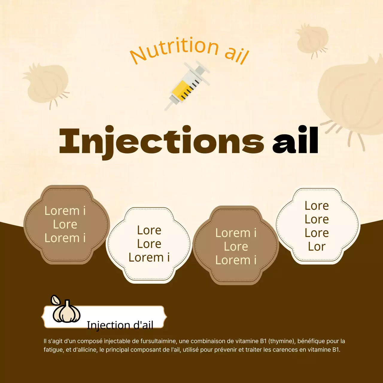 Injections cosmétiques marron et orange poste promotionnel