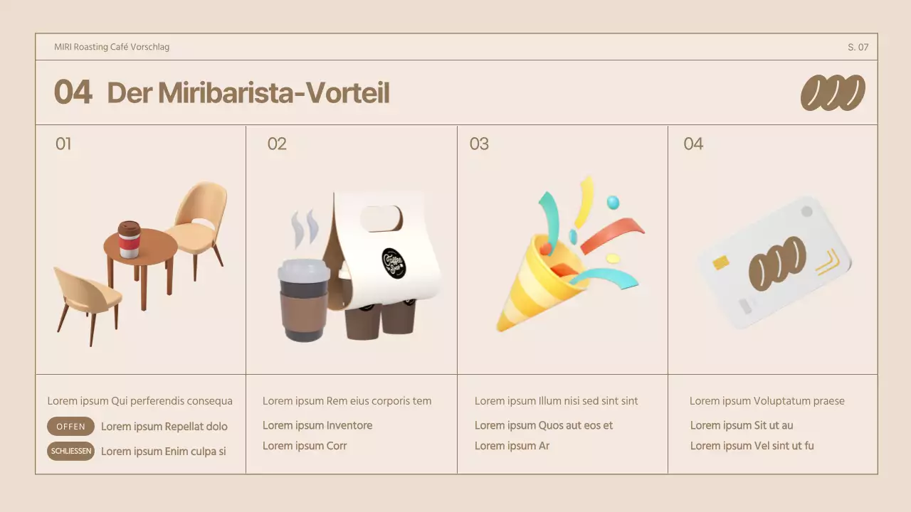 Brown 3D Illustration Retro Konzept Cafe Vorschlag für ein Cafe