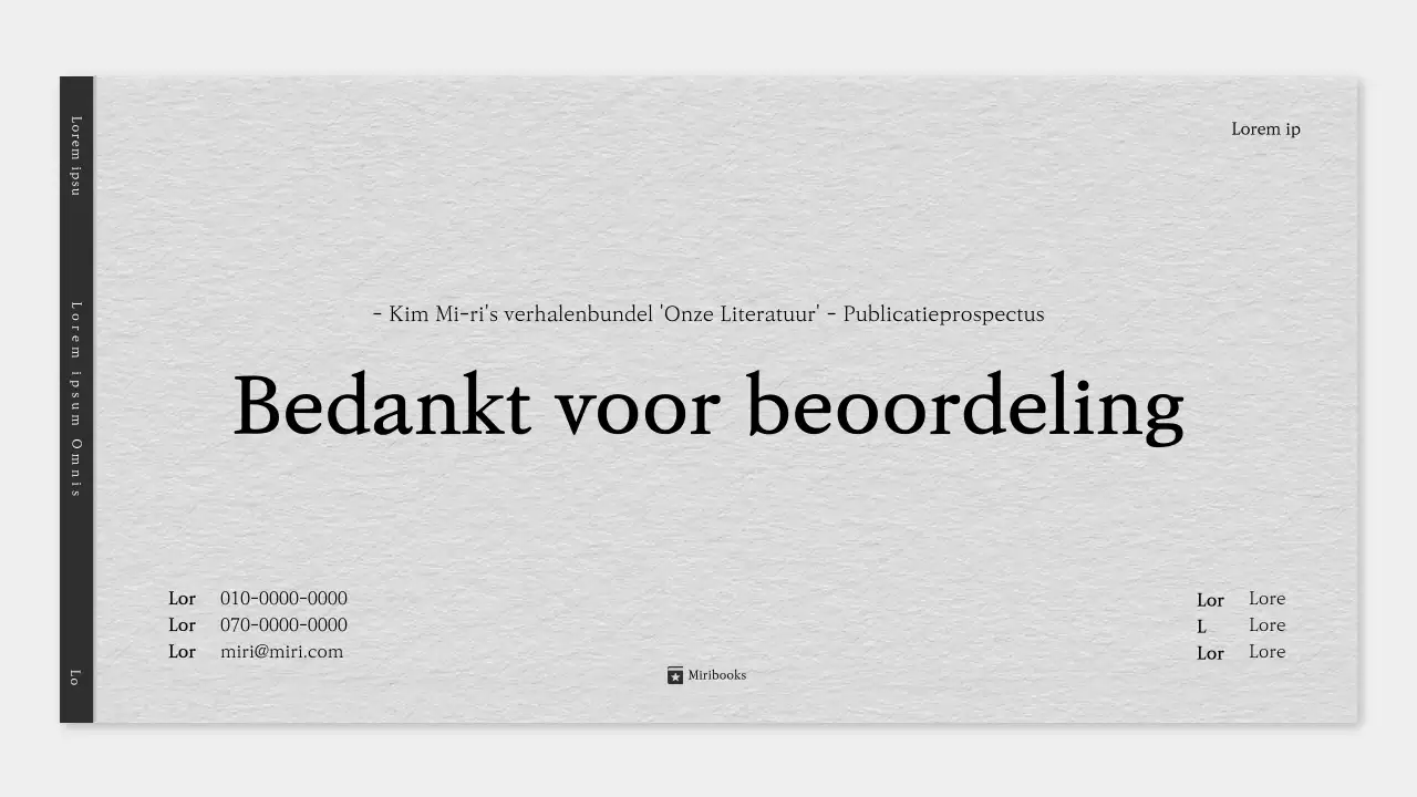 Een eenvoudige literaire prospectus in grijs en zwart