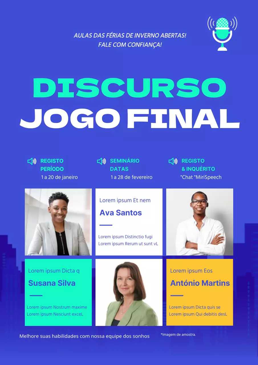 Tema de curso de oratória em estilo de grelha azul-marinho e menta