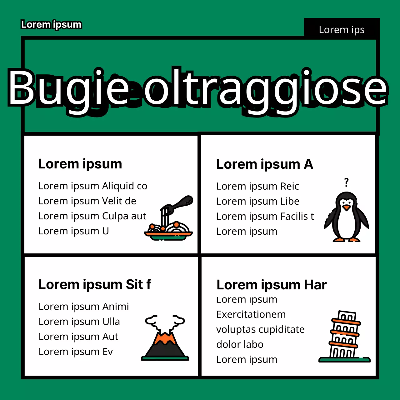 Il pesce d'aprile si nasconde TMI in una simpatica, divertente, piatta e semplice illustrazione di Pinocchio in verde e arancione.