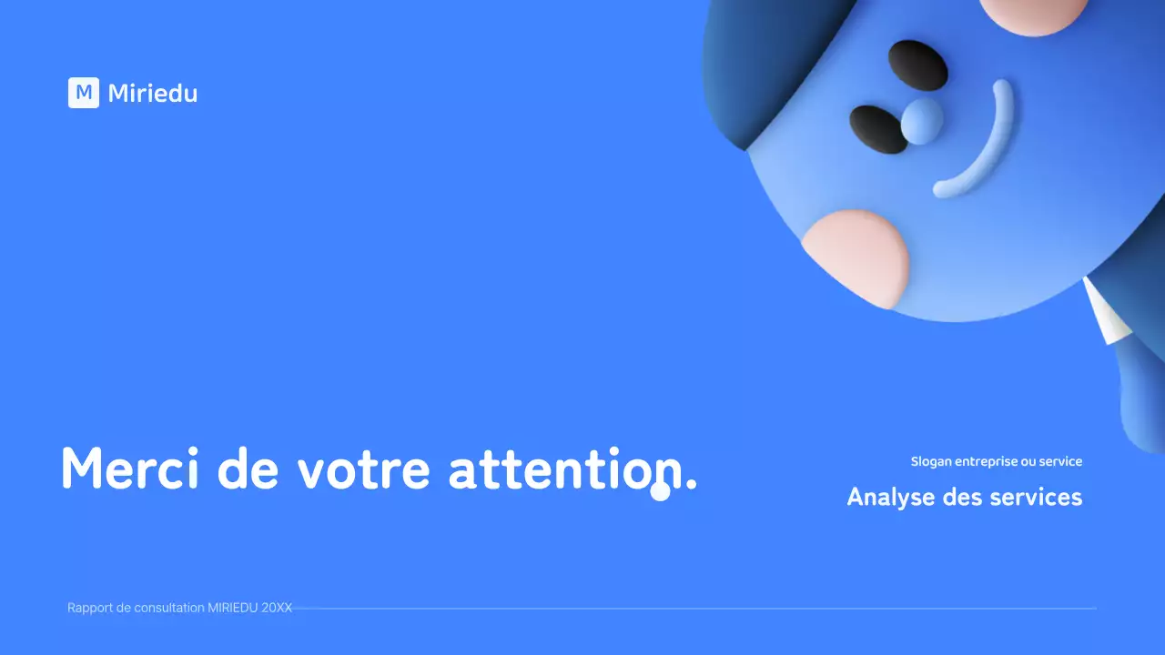 Un personnage tridimensionnel bleu au concept épuré pour un rapport de conseil.
