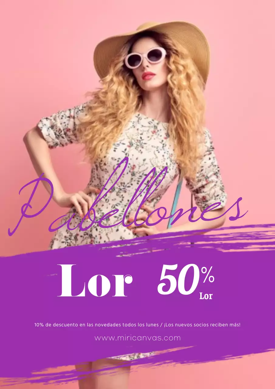 Cartel sencillo de descuento para eventos en color morado